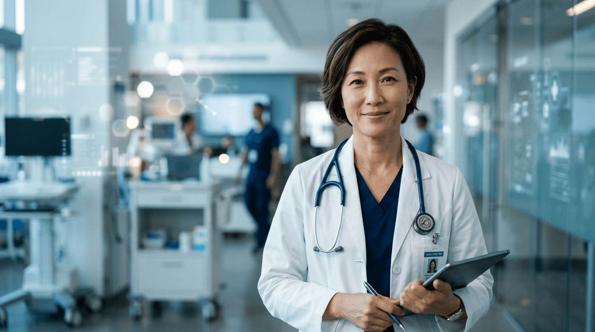 Medical professional practicing NAC OSCE clinical encounter with Nacosce-Buddy AI simulator